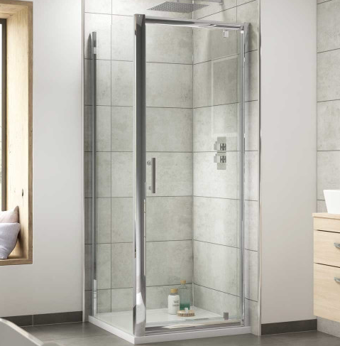 Kristal Chrome 800mm Pivot Door & 800mm Side Panel Enclosure Package With Tray & Waste